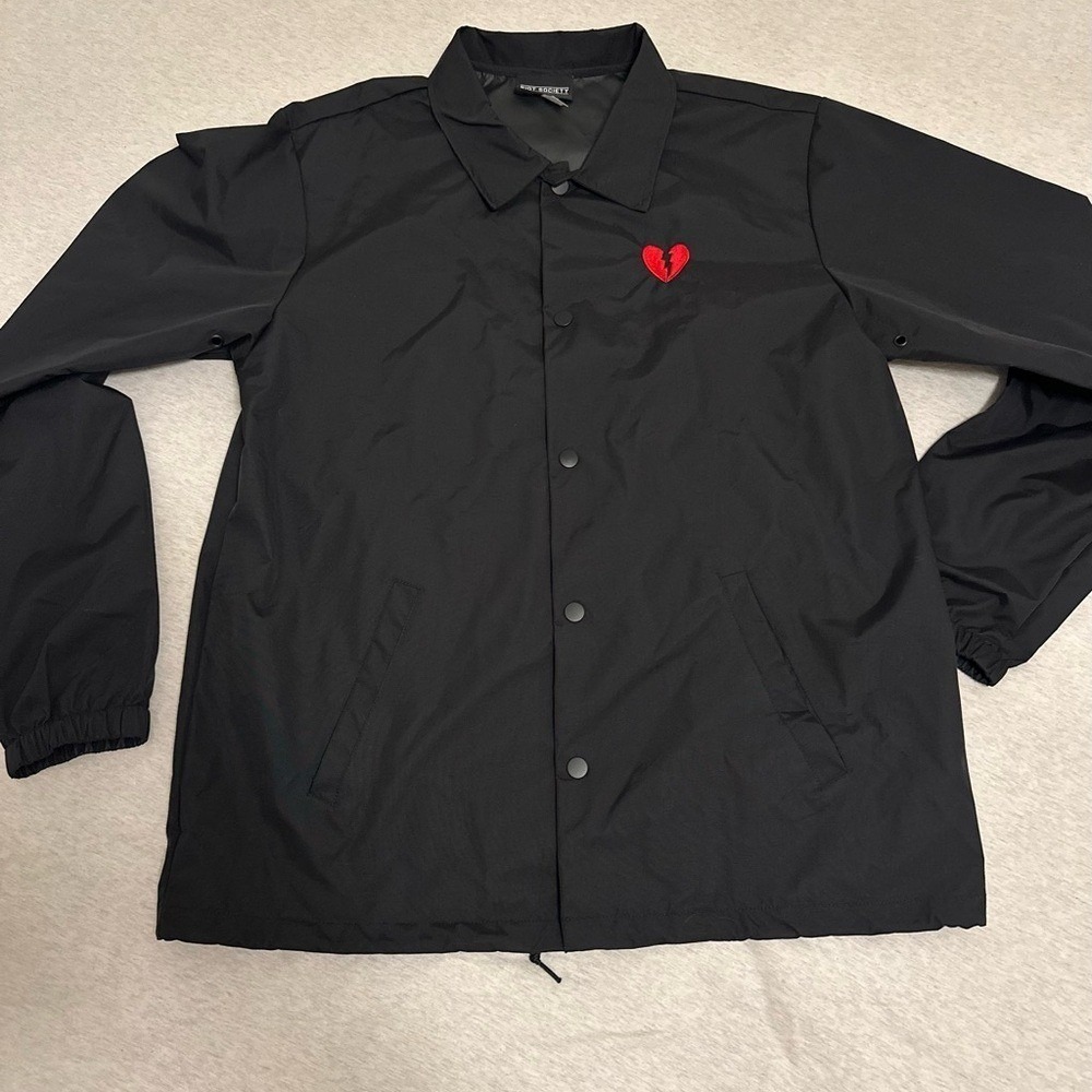 Riot‎ Society Black Jacket with Red Heart Embroidery